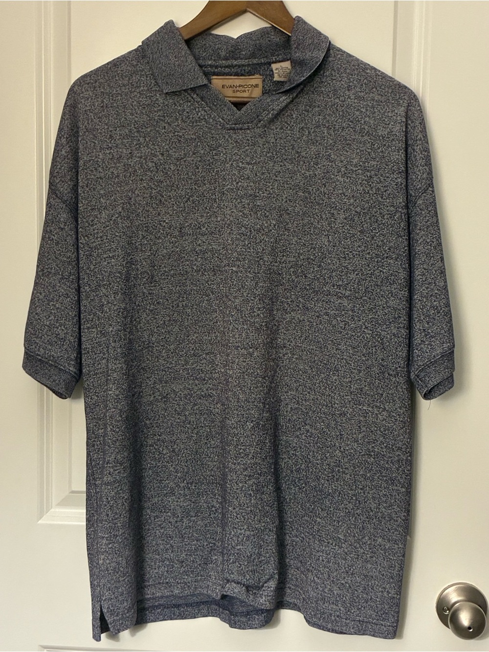 Evan Picone Men's Heathered Navy Polo